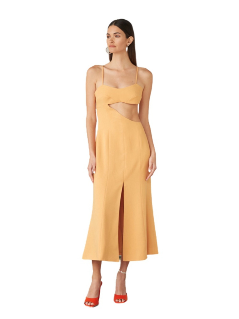Women's ATOIR Orange Cut-Out Midi Dress Size 4